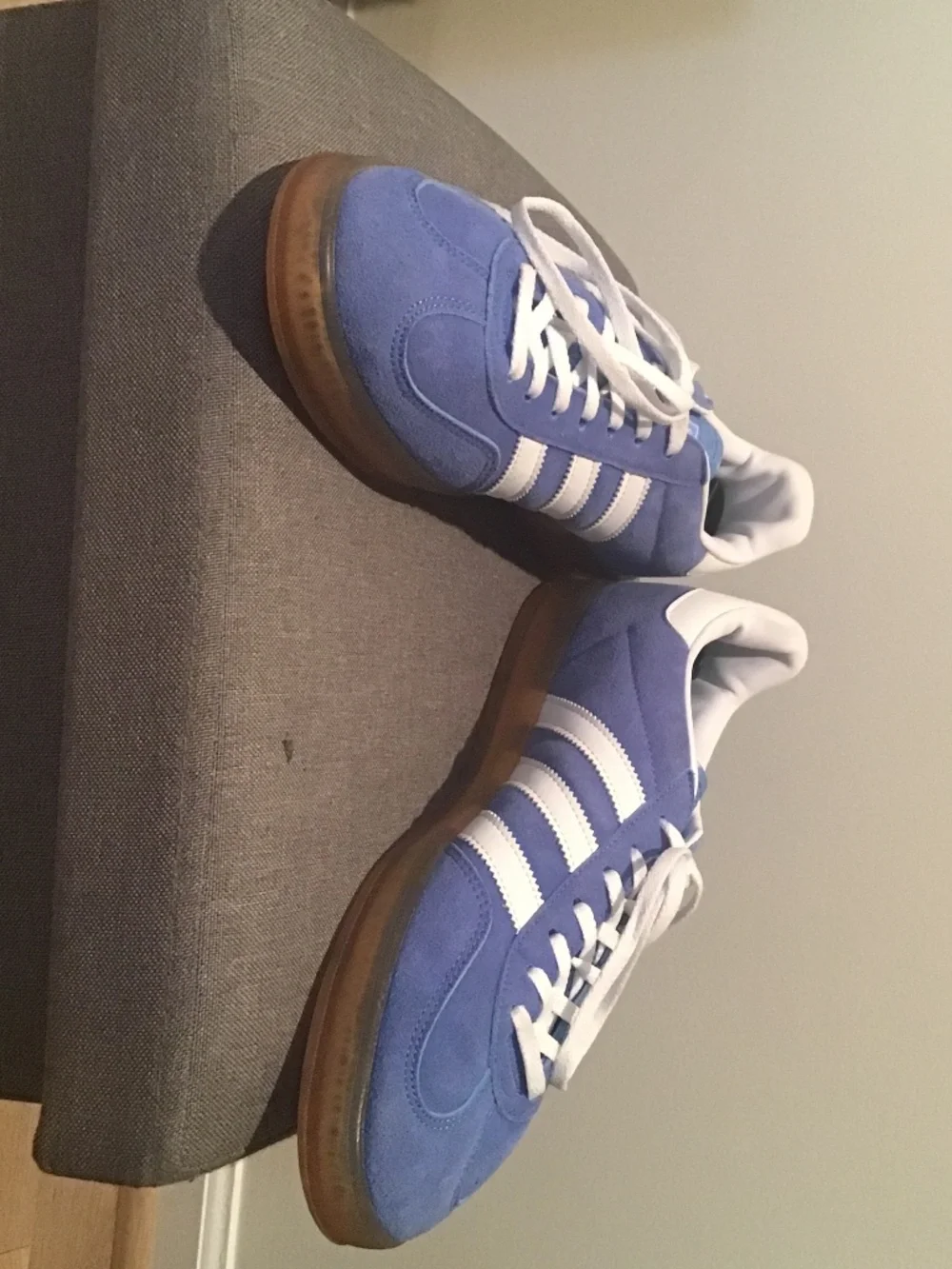 Adidas Gazelle light blue and white size 11 gum sole.